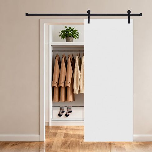18Double Flat Panel 42 in. x 80 in.White Barn Sliding Door with Hardware kit in Kuwait