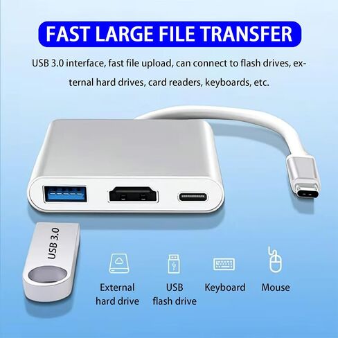 xingbaichen11-in-1 USB C Hub & Adapter - 4K, Type C PD, USB 3.0, RJ45 Ethernet, SD/TF Card Reader, 3.5mm AUX - Versatile Docking Station for MacBook Pro/Air & Other Type C Laptops (3in1) in Kuwait