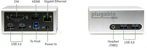 Plugable Universal USB 3.0 Docking Station with Dual Video Outputs and 4K Support for Windows 10, 8.1, 7 (HDMI and DVI or VGA, Gigabit Ethernet, Audio, 4 USB 3.0 Ports, VESA Mount Aluminum Mini). in Kuwait