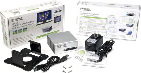 Plugable Universal USB 3.0 Docking Station with Dual Video Outputs and 4K Support for Windows 10, 8.1, 7 (HDMI and DVI or VGA, Gigabit Ethernet, Audio, 4 USB 3.0 Ports, VESA Mount Aluminum Mini). in Kuwait