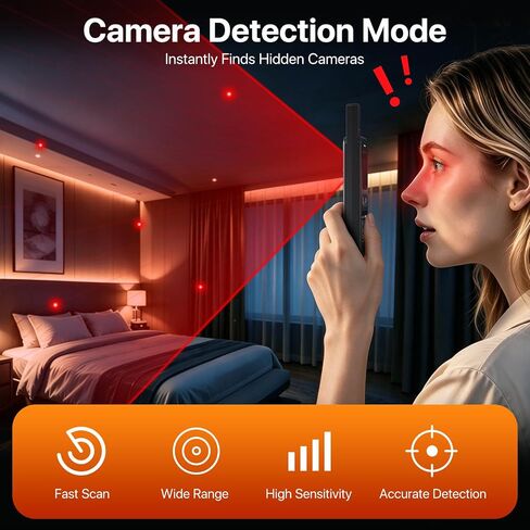 7-in-1 Hidden Camera Detector, Spy Camera Finder, Magnetic GPS Tracker Detector, Anti-Theft Alarm with Built-in Flashlight, Rechargeable Privacy Protection Device for Hotel, Car, Office Travel in Kuwait