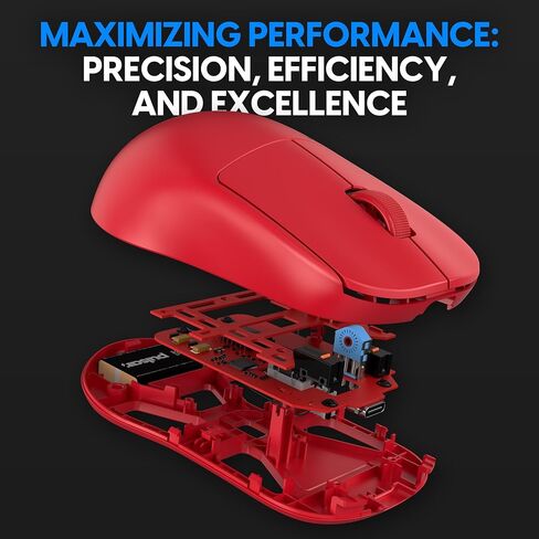 Pulsar Gaming Gears X2H Wireless Gaming Mouse, Limited Color Edition, Ultra Lightweight 1.90 oz (54 g), Symmetrical, Optical Switch, 26000 DPI, PAW3395 Sensor (Medium, Wireless, Red) (Renewed) in Kuwait