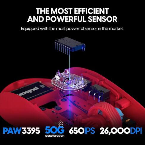 Pulsar Gaming Gears X2H Wireless Gaming Mouse, Limited Color Edition, Ultra Lightweight 1.90 oz (54 g), Symmetrical, Optical Switch, 26000 DPI, PAW3395 Sensor (Medium, Wireless, Red) (Renewed) in Kuwait