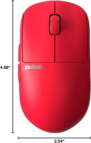 Pulsar Gaming Gears X2H Wireless Gaming Mouse, Limited Color Edition, Ultra Lightweight 1.90 oz (54 g), Symmetrical, Optical Switch, 26000 DPI, PAW3395 Sensor (Medium, Wireless, Red) (Renewed) in Kuwait