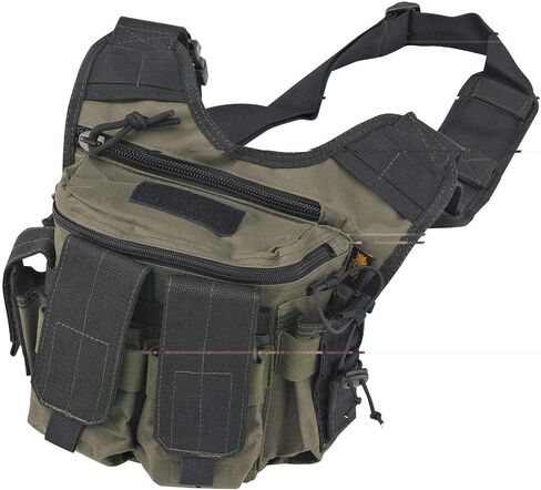 US PeaceKeeper Products P20305 - Rapid Deployment Pack - Heavy Duty Water Resistant Fabric - Ergonomic Sling Pack - Concealed Pocket - OD Green/Black in Kuwait