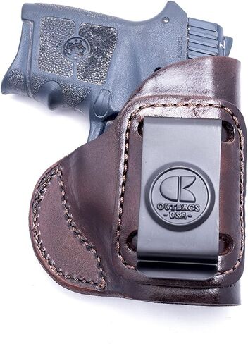 OUTBAGS USA LS4 Full Grain Leather IWB Holster for S&W Smith & Wesson Bodyguard 380 - Concealed Carry Gun Holster Handcrafted in USA - Right Hand, Brown in Kuwait