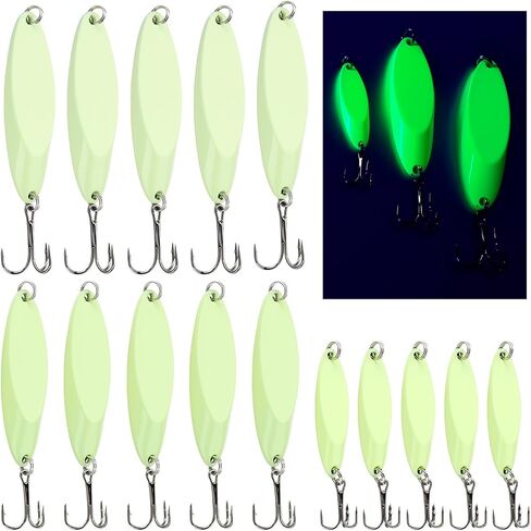 15 Pcs Glow in The Dark Fishing Lures with Treble Hook Jigs in Kuwait