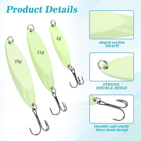15 Pcs Glow in The Dark Fishing Lures with Treble Hook Jigs in Kuwait