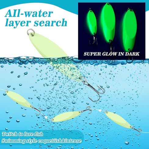 15 Pcs Glow in The Dark Fishing Lures with Treble Hook Jigs in Kuwait