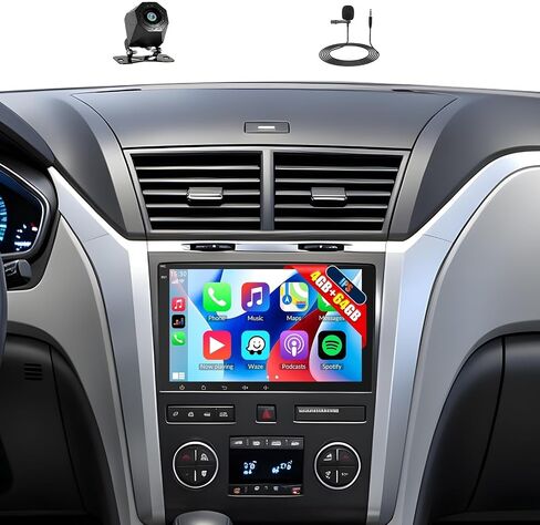 CAMECHO 4G+64G Car Radio Stereo for Chevrolet Chevy Traverse 2009-2012, Wireless CarPlay Android Auto 8 Inch IPS Touch Screen Android 15 Head Unit with GPS WiFi Bluetooth FM Backup Camera in Kuwait