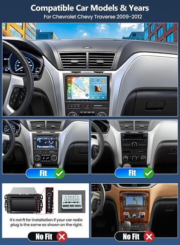 CAMECHO 4G+64G Car Radio Stereo for Chevrolet Chevy Traverse 2009-2012, Wireless CarPlay Android Auto 8 Inch IPS Touch Screen Android 15 Head Unit with GPS WiFi Bluetooth FM Backup Camera in Kuwait