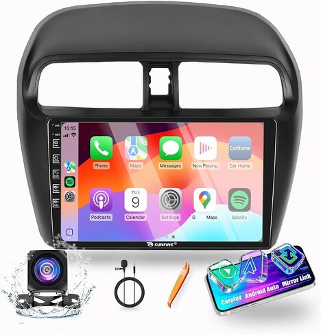 for Mitsubishi Mirage 2012-2025 Car CarPlay Android Auto Navigation Stereo GPS Radio Reverse Camera Display 9" IPS Touchscreen Headunit Tablet Pad Media Player, if Applicable Quad Core 2G+64G in Kuwait