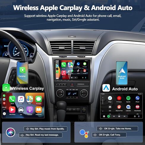 CAMECHO 4G+64G Car Radio Stereo for Chevrolet Chevy Traverse 2009-2012, Wireless CarPlay Android Auto 8 Inch IPS Touch Screen Android 15 Head Unit with GPS WiFi Bluetooth FM Backup Camera in Kuwait