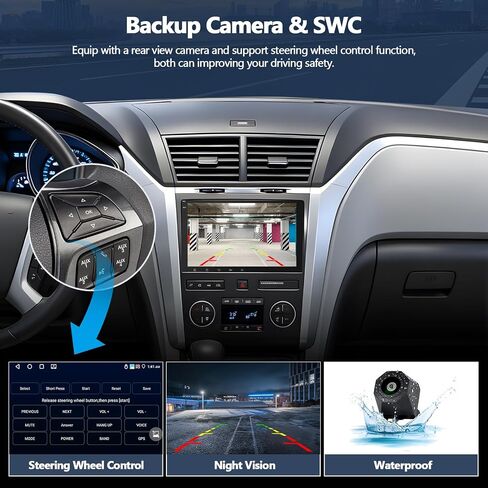 CAMECHO 4G+64G Car Radio Stereo for Chevrolet Chevy Traverse 2009-2012, Wireless CarPlay Android Auto 8 Inch IPS Touch Screen Android 15 Head Unit with GPS WiFi Bluetooth FM Backup Camera in Kuwait