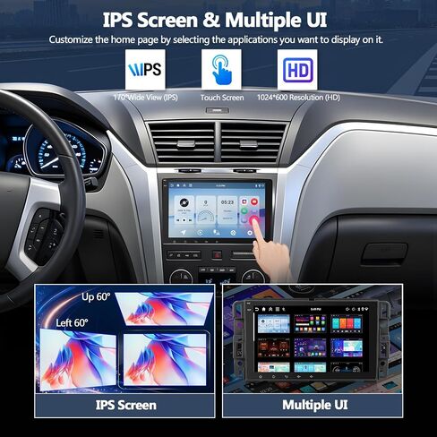 CAMECHO 4G+64G Car Radio Stereo for Chevrolet Chevy Traverse 2009-2012, Wireless CarPlay Android Auto 8 Inch IPS Touch Screen Android 15 Head Unit with GPS WiFi Bluetooth FM Backup Camera in Kuwait