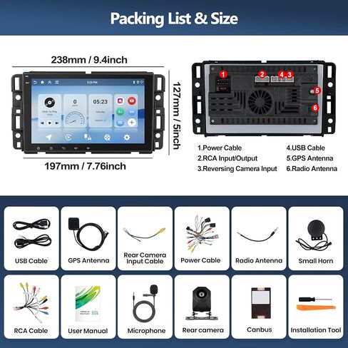 CAMECHO 4G+64G Car Radio Stereo for Chevrolet Chevy Traverse 2009-2012, Wireless CarPlay Android Auto 8 Inch IPS Touch Screen Android 15 Head Unit with GPS WiFi Bluetooth FM Backup Camera in Kuwait
