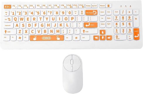 Pomya Large Print Keyboard and Mouse Set, 2.4G Wireless Receiver (Green) in Kuwait