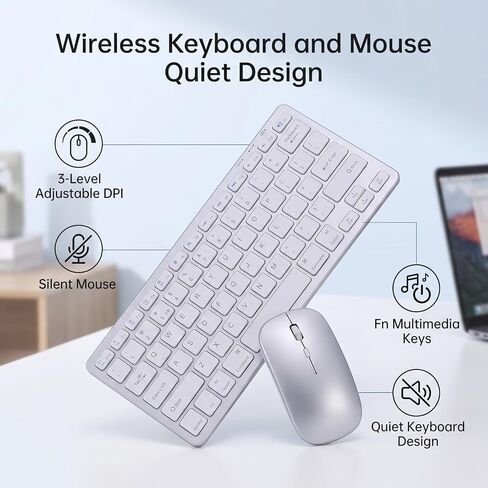 Wireless Keyboard and Mouse Combo Quiet 3 Dpi USB Receiver in Kuwait