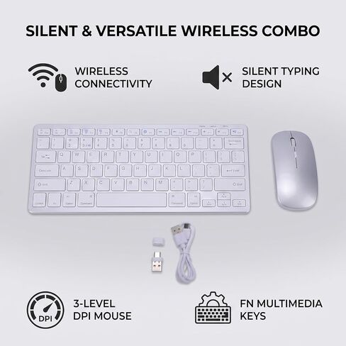 GOWENIC Wireless Keyboard and Mouse Combo, Silent Keys with 3 Adjustable in Kuwait