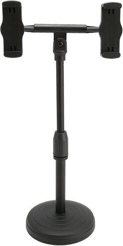 Dual Phone Stand for Desk, Height Adjustable Rotatable Phone Holder, Metal Desktop Dock for 6-10cm Phones, Foldable Antislip Stand for Live Streaming Video Recording in Kuwait