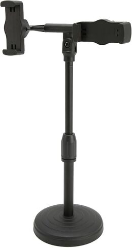 Dual Phone Stand for Desk, Height Adjustable Rotatable Phone Holder, Metal Desktop Dock for 6-10cm Phones, Foldable Antislip Stand for Live Streaming Video Recording in Kuwait
