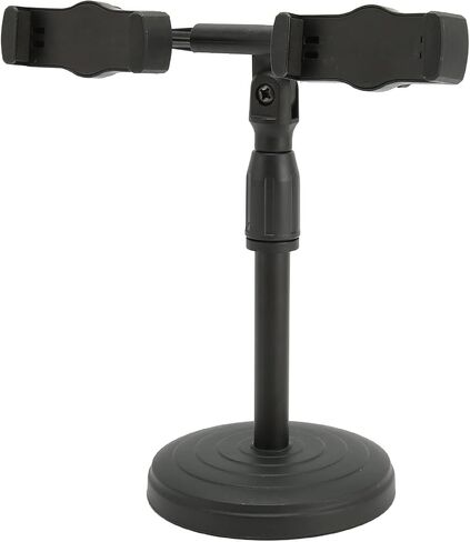 Dual Phone Stand for Desk, Height Adjustable Rotatable Phone Holder, Metal Desktop Dock for 6-10cm Phones, Foldable Antislip Stand for Live Streaming Video Recording in Kuwait