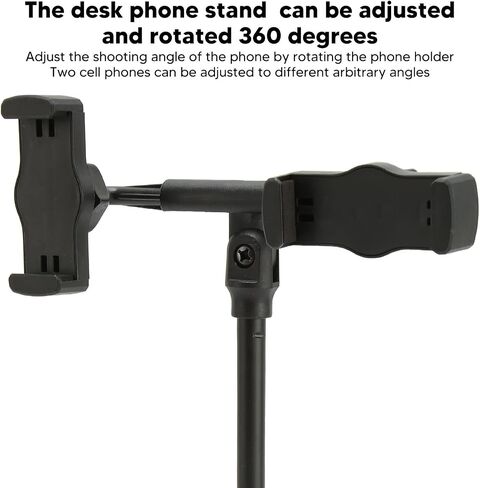 Dual Phone Stand for Desk, Height Adjustable Rotatable Phone Holder, Metal Desktop Dock for 6-10cm Phones, Foldable Antislip Stand for Live Streaming Video Recording in Kuwait