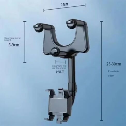 Car Rearview Mirror Phone Mount Stable Gripper 360 Degree Rotation Navigation Holder Bracket Compatible with iPhone Samsung Xiaomi (Black) in Kuwait