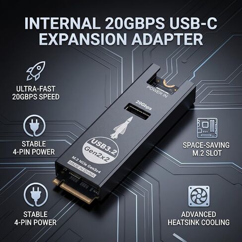 ASHATA NVMe to USB Type E Internal Connector, 20Gbps M.2 M Key PCIe 4.0 in Kuwait