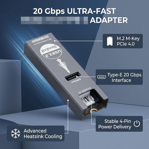 ASHATA NVMe to USB Type E Internal Connector, 20Gbps M.2 M Key PCIe 4.0 in Kuwait