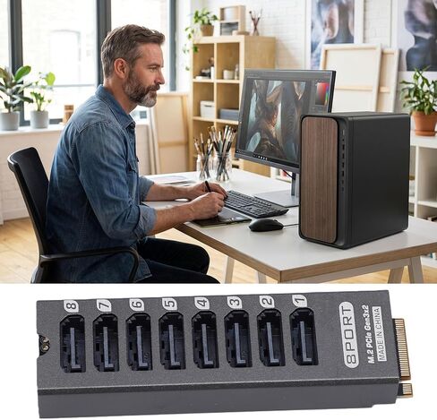 ASHATA M.2 to Serial ATA 3.0 Adapter Card, 8 Ports 6Gbps M.2 EKY PCIE3.0 in Kuwait