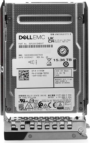 Dell 019VGM 15.36TB 1 DWPD SAS-4 24Gb/s 3D TLC 2.5in Enterprise Solid State Drive G14 G15 G16 Compatible with but not Limited to: R440 R7525 T550 C6525 R860 T560 C6520 MX840c in Kuwait