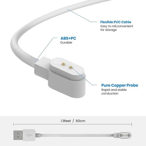 Intended for SOLAWAVE 4-in-1 Red Light Therapy Wand Charging Cable [One Fit] Magnetic Replacement Charging Cord for SOLAWAVE Facial Wand Charger Accessories (White&Black) in Kuwait