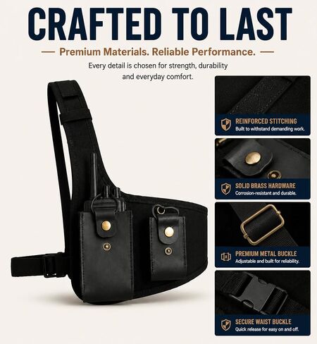 Radio Chest Harness, Canvas and Leather Radio Holster in Kuwait