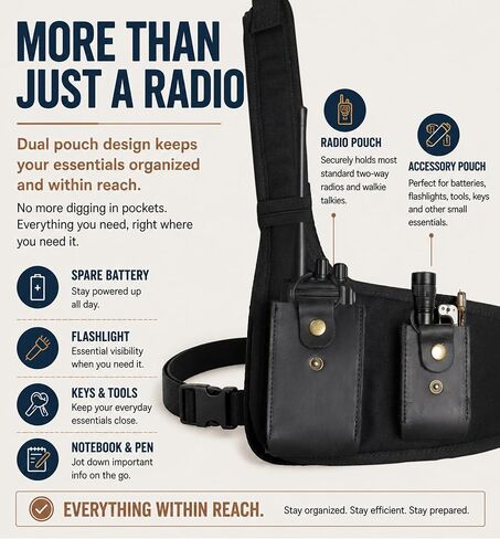 Radio Chest Harness, Canvas and Leather Radio Holster in Kuwait