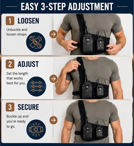 Radio Chest Harness, Canvas and Leather Radio Holster in Kuwait