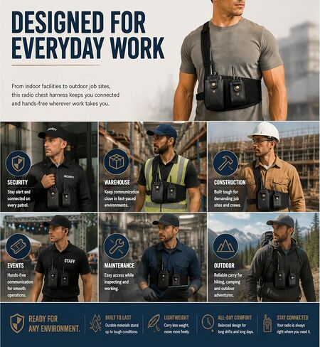 Radio Chest Harness, Canvas and Leather Radio Holster in Kuwait