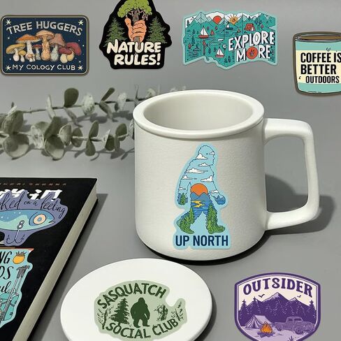 150Pcs Camping Stickers, Outdoor Adventure Stickers Travel Hiking Vinyl Decals for Water Bottle Car Bike Luggage, Wilderness Nature Decals for Camper Adults in Kuwait