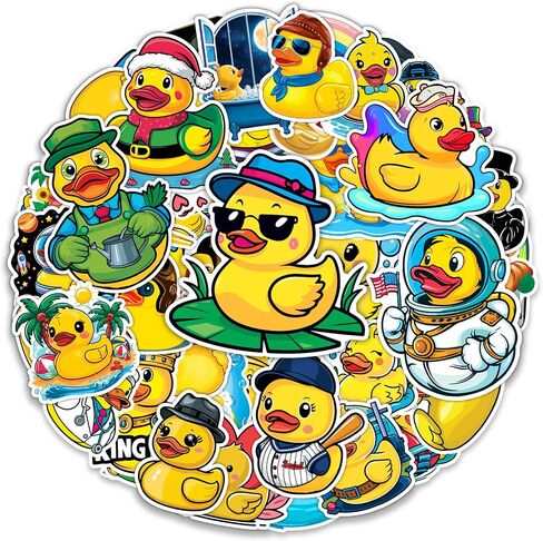 Rubber Duck Stickers 50 Pieces Vinyl Waterproof Decal for Laptop Water Bottle Phone Car Window Bike Motorcycle Stakeboard Scrapbook Ducks Sticker Gifts for Kid Teen Adult in Kuwait