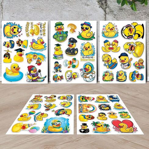 Rubber Duck Stickers 50 Pieces Vinyl Waterproof Decal for Laptop Water Bottle Phone Car Window Bike Motorcycle Stakeboard Scrapbook Ducks Sticker Gifts for Kid Teen Adult in Kuwait