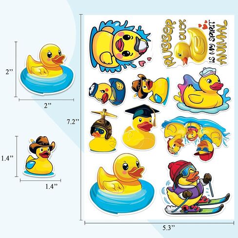Rubber Duck Stickers 50 Pieces Vinyl Waterproof Decal for Laptop Water Bottle Phone Car Window Bike Motorcycle Stakeboard Scrapbook Ducks Sticker Gifts for Kid Teen Adult in Kuwait