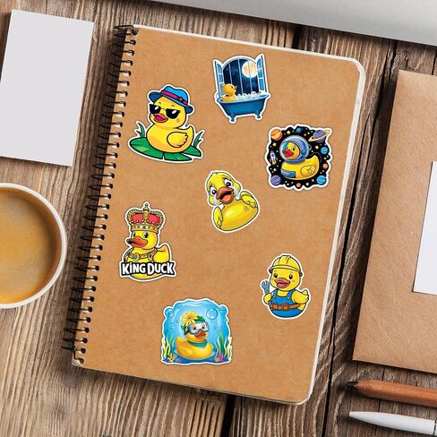 Rubber Duck Stickers 50 Pieces Vinyl Waterproof Decal for Laptop Water Bottle Phone Car Window Bike Motorcycle Stakeboard Scrapbook Ducks Sticker Gifts for Kid Teen Adult in Kuwait