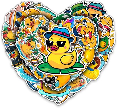 Rubber Duck Stickers 50 Pieces Vinyl Waterproof Decal for Laptop Water Bottle Phone Car Window Bike Motorcycle Stakeboard Scrapbook Ducks Sticker Gifts for Kid Teen Adult in Kuwait