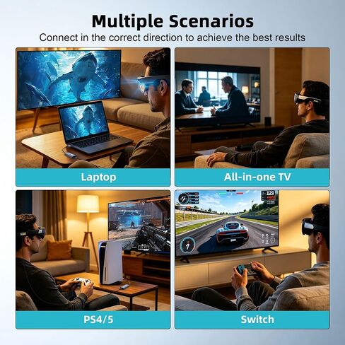 HDMI to USB C Adapter 4K@60Hz for AR Glasses, HDMI Male to USB C Female for XREAL One/Air 2 Pro, VITURE Pro, RayNeo Air 2s, Rokid Max, Switch 2/1, Steam Deck, PS5/4, Xbox, ROG Ally, Portable Monitor in Kuwait