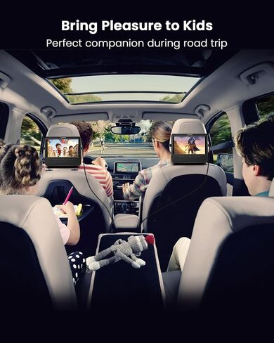 WONNIE 7.5'' Car DVD Player Dual Screen, Headrest DVD Player Play the Same or Two Different Movies with Headrest Straps, Support Last Memory, AV Out/in, USB/SD, All Regions in Kuwait