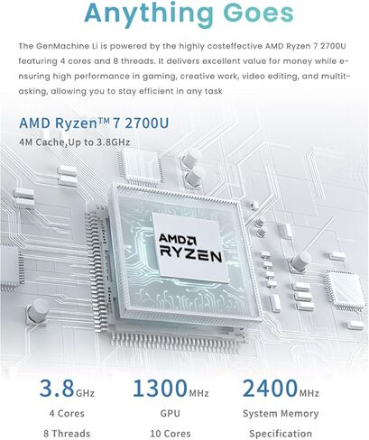 Mini PC AMD Ryzen 7 2700U(up to 3.8GHz),16GB RAM 256GB SSD in Kuwait