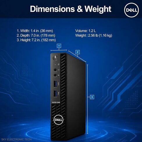Dell OptiPlex 3080 Micro Desktop Computer Mini PC, 10th Gen Intel Core Up to 3.8GHz, 16GB DDR4 RAM, 256GB SSD, HDMI, Keyboard and Mouse, WiFi, BT, Windows 11 Pro (Renewed) in Kuwait