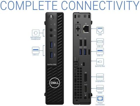 Dell OptiPlex 3080 Micro Desktop Computer Mini PC, 10th Gen Intel Core Up to 3.8GHz, 16GB DDR4 RAM, 256GB SSD, HDMI, Keyboard and Mouse, WiFi, BT, Windows 11 Pro (Renewed) in Kuwait