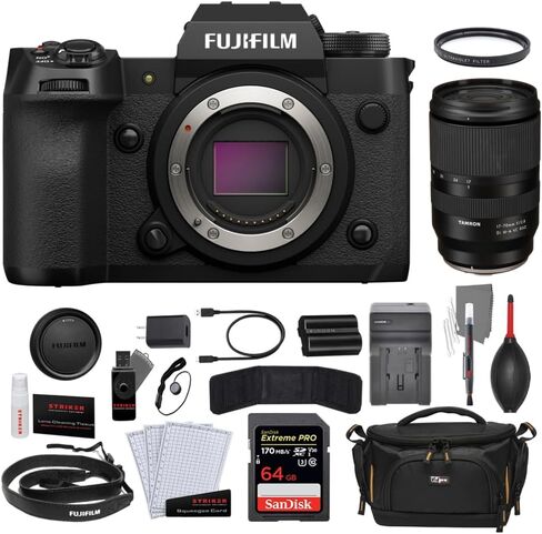 FUJIFILM X-H2 Mirrorless Camera Body | Black Bundle with Tamron 17-70mm f/2.8 Di III-A VC RXD Lens + 64GB Memory Card + UV Filter + Camera Case + Photo Starter Kit + Charger (7 Items) in Kuwait