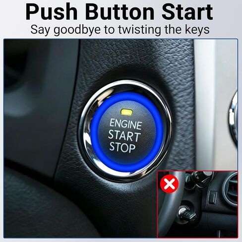 Universal Remote Start Kit with Push Start Button, Keyless Entry System, Bluetooth App Control, Car Alarm System, Push to Start Conversion Kit, Smart Keyless Ignition for 12V Vehicles in Kuwait